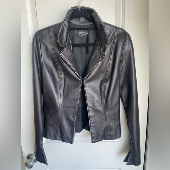 ABS Vintage Lambskin Western Leather Jacket with Rhinestones - Picture 4 of 6